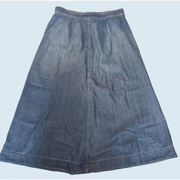 Vintage CHAPS Denim Maxi Full Button Skirt 90s / 00s Size LARGE - Picture 5 of 7